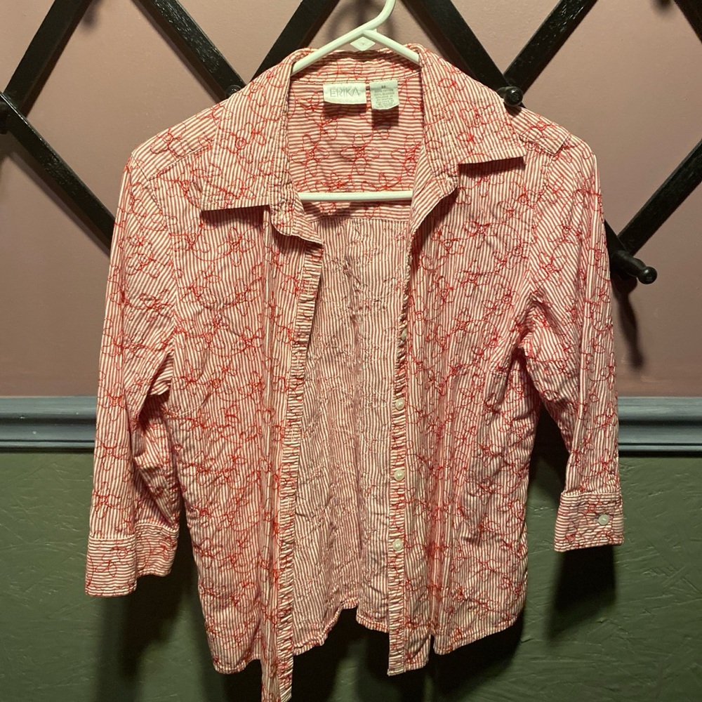 Erika Floral Embroidered Button Down Top